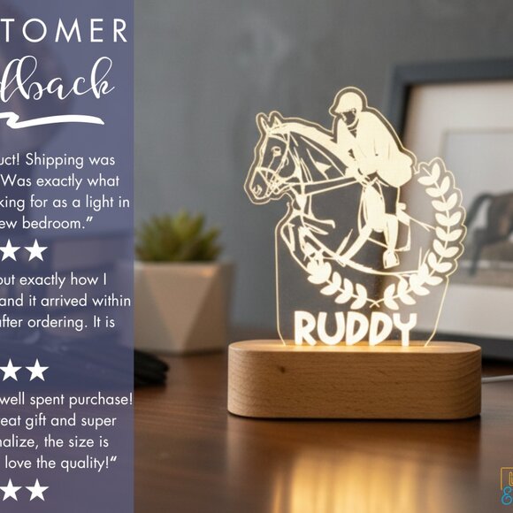 Polo Sport Night Light – Personalized LED Horse Riding Decor - Picture 7 of 8
